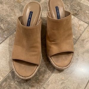 Stuart Weitzman Tan Wedge Slide